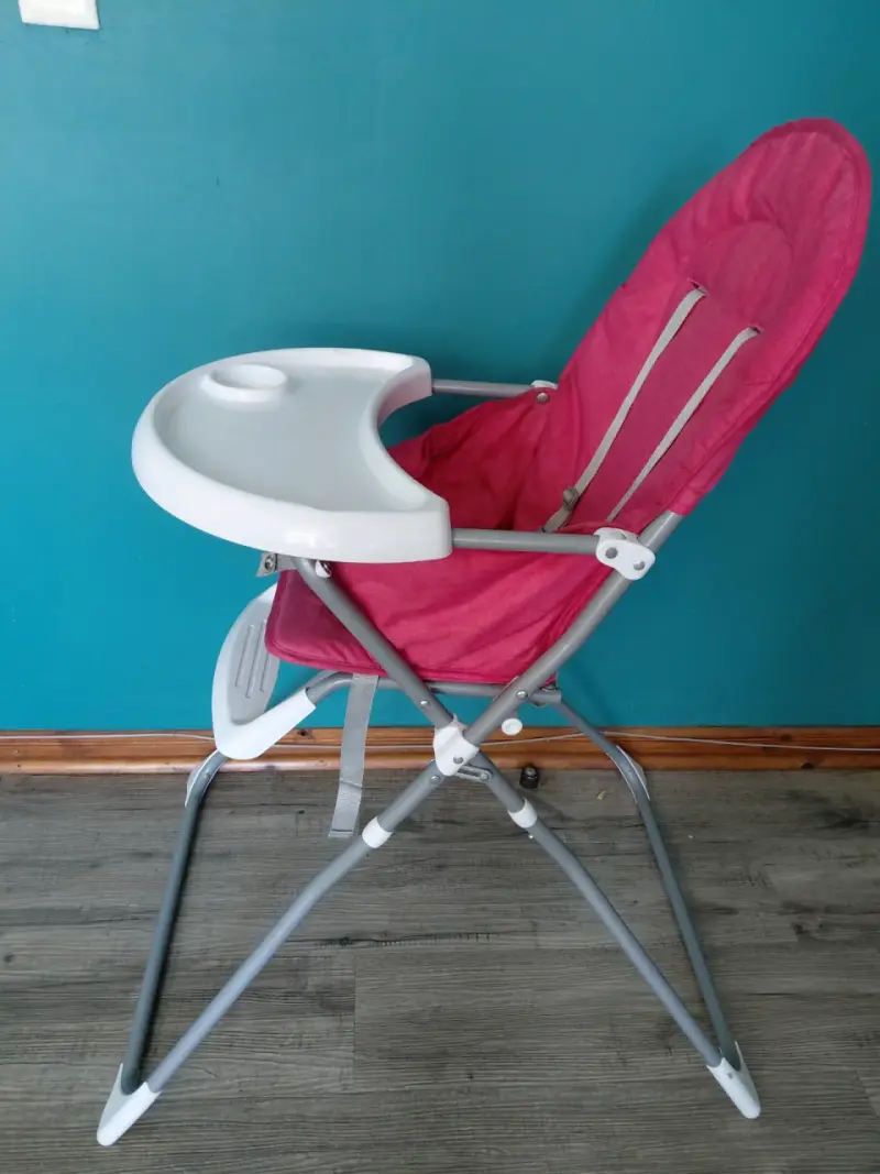 Silla de comer para bebé plegable color rosa - 2