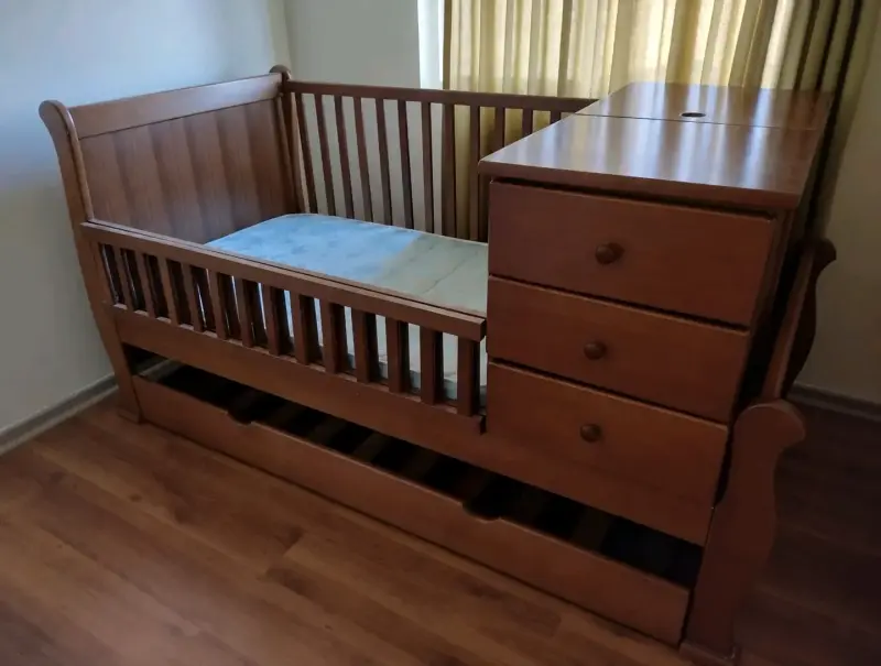Cuna/Cama de Madera Raulí + Cama Nido