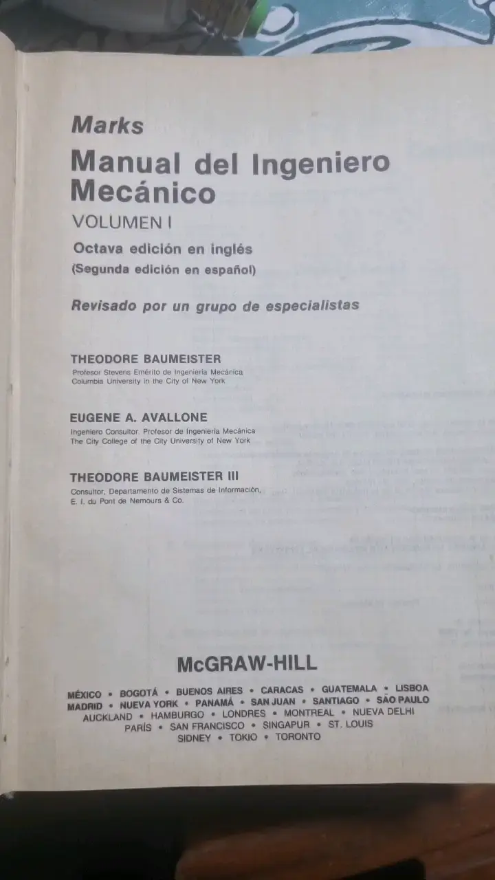 Manual del Ingeniero Mecánico de Marks Octava Edición - 2