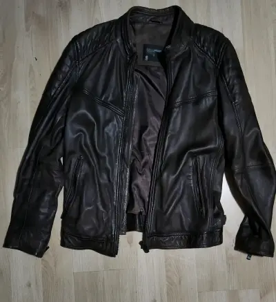 Chaqueta de cuero negro para hombre JJO - miniatura 1