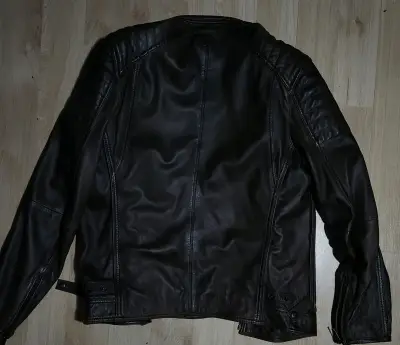 Chaqueta de cuero negro para hombre JJO - miniatura 2