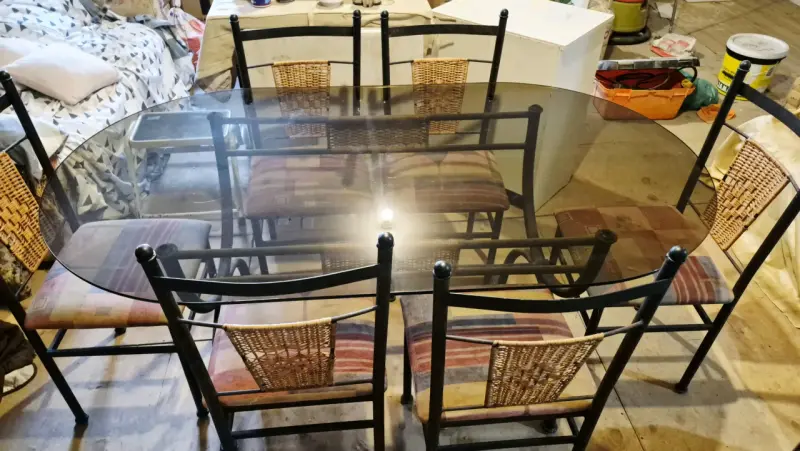 Juego de comedor de vidrio con 6 sillas - 3