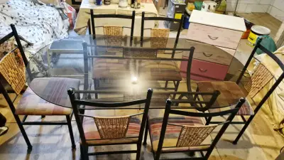 Juego de comedor de vidrio con 6 sillas - miniatura 5