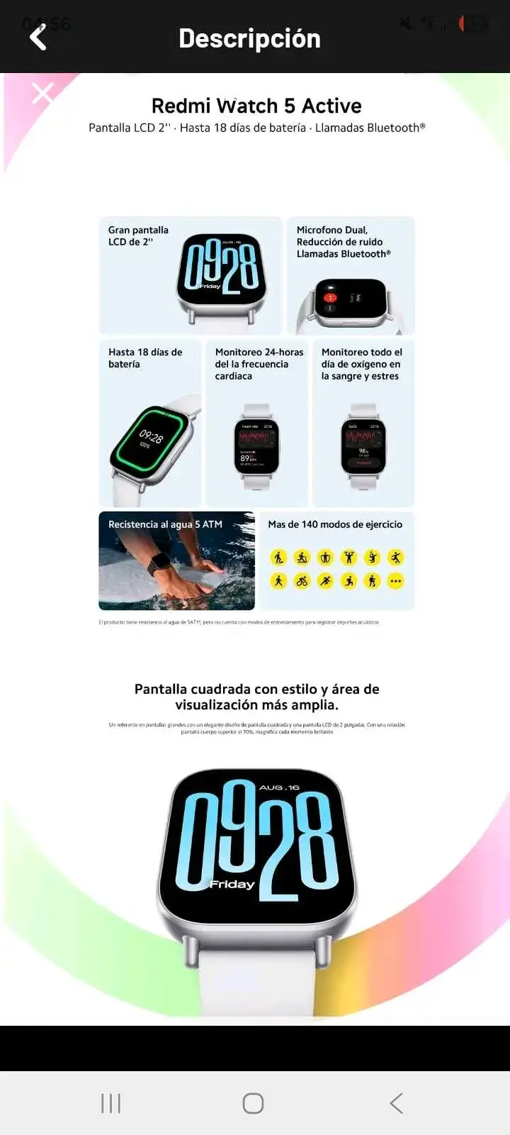 Smartwatch Redmi Watch 5 Active con pantalla LCD - 1