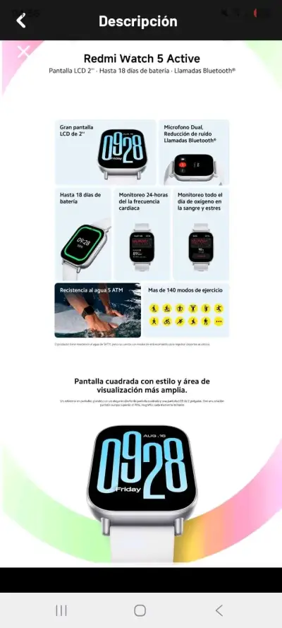 Smartwatch Redmi Watch 5 Active con pantalla LCD - miniatura 1