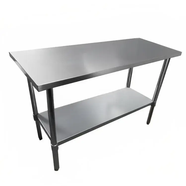 Mesa de trabajo de acero inoxidable con estante - 1
