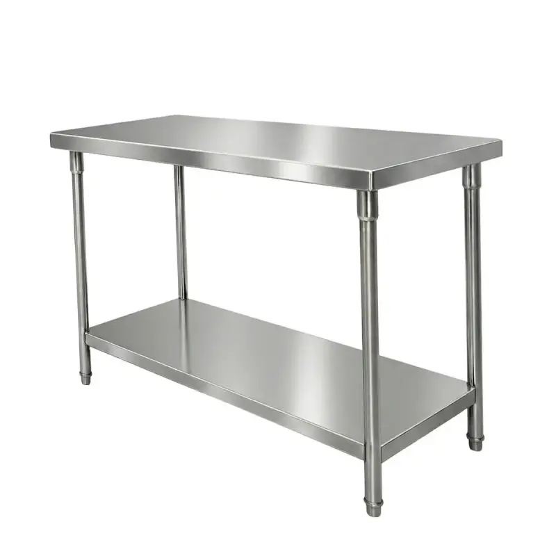 Mesa de trabajo de acero inoxidable con estante - 2