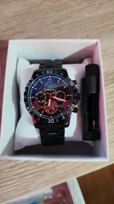 Reloj Poedagar automático negro elegante - miniatura 2