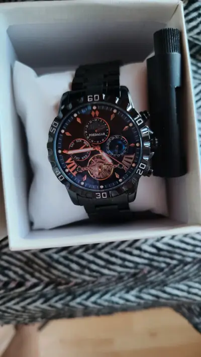 Reloj Poedagar automático negro elegante - miniatura 3