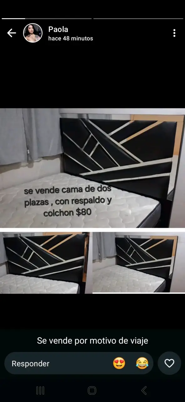 Cama de dos plazas con colchón y respaldo