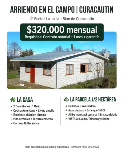 Arriendo Casa en el Campo Curacautín - miniatura 1