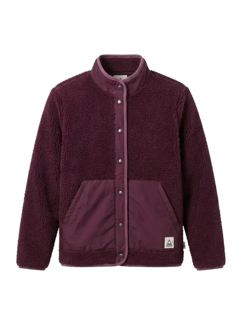 Chaqueta de lana polar burdeos para mujer