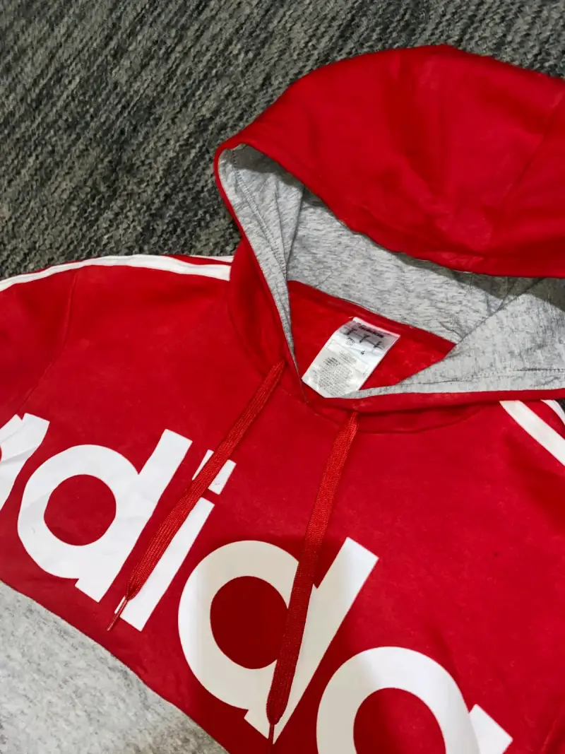 Polerón Hoodie Adidas rojo y Blanco - 2