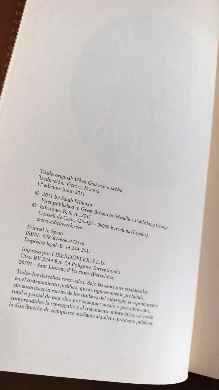 Libro 'Cuando Dios Era Un Conejo' de Sarah Winman - 3
