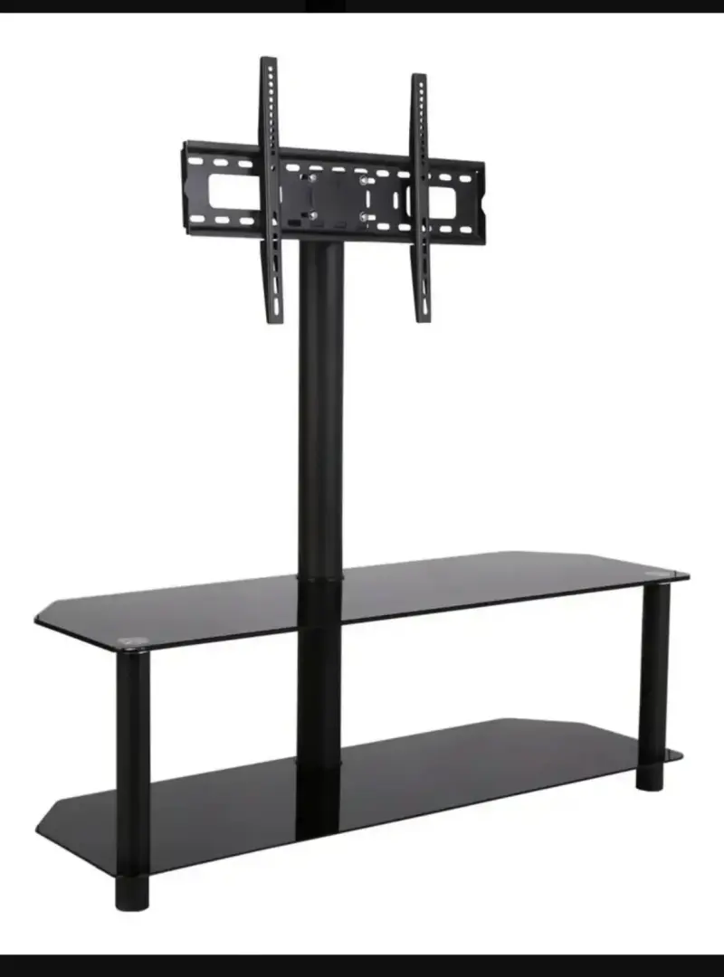 Soporte de TV con estante de vidrio negro - 1