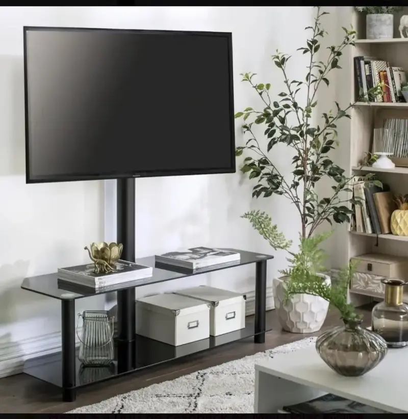 Soporte de TV con estante de vidrio negro - 2