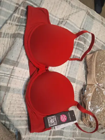 Conjunto de lencería Romace encaje beige y rojo - miniatura 3