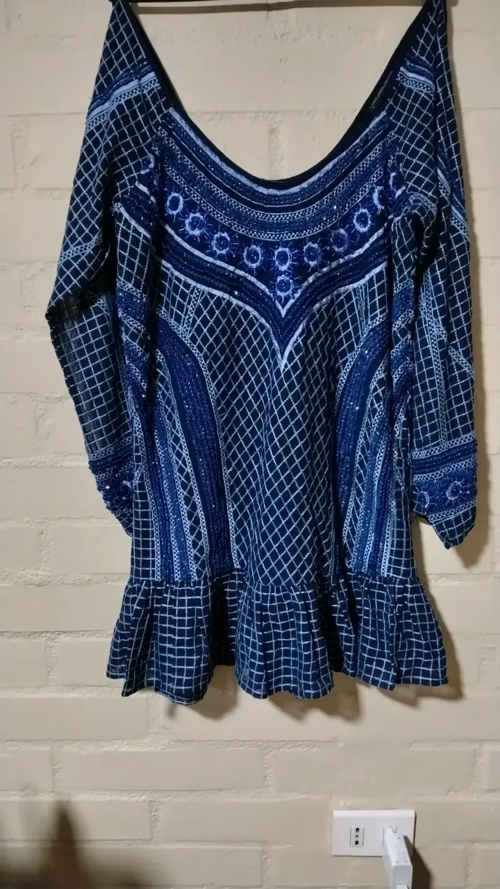 Vestido Parker Woodstock azul con hombros descubiertos - 2