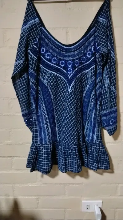 Vestido Parker Woodstock azul con hombros descubiertos - miniatura 2