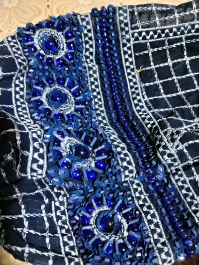 Vestido Parker Woodstock azul con hombros descubiertos - miniatura 3