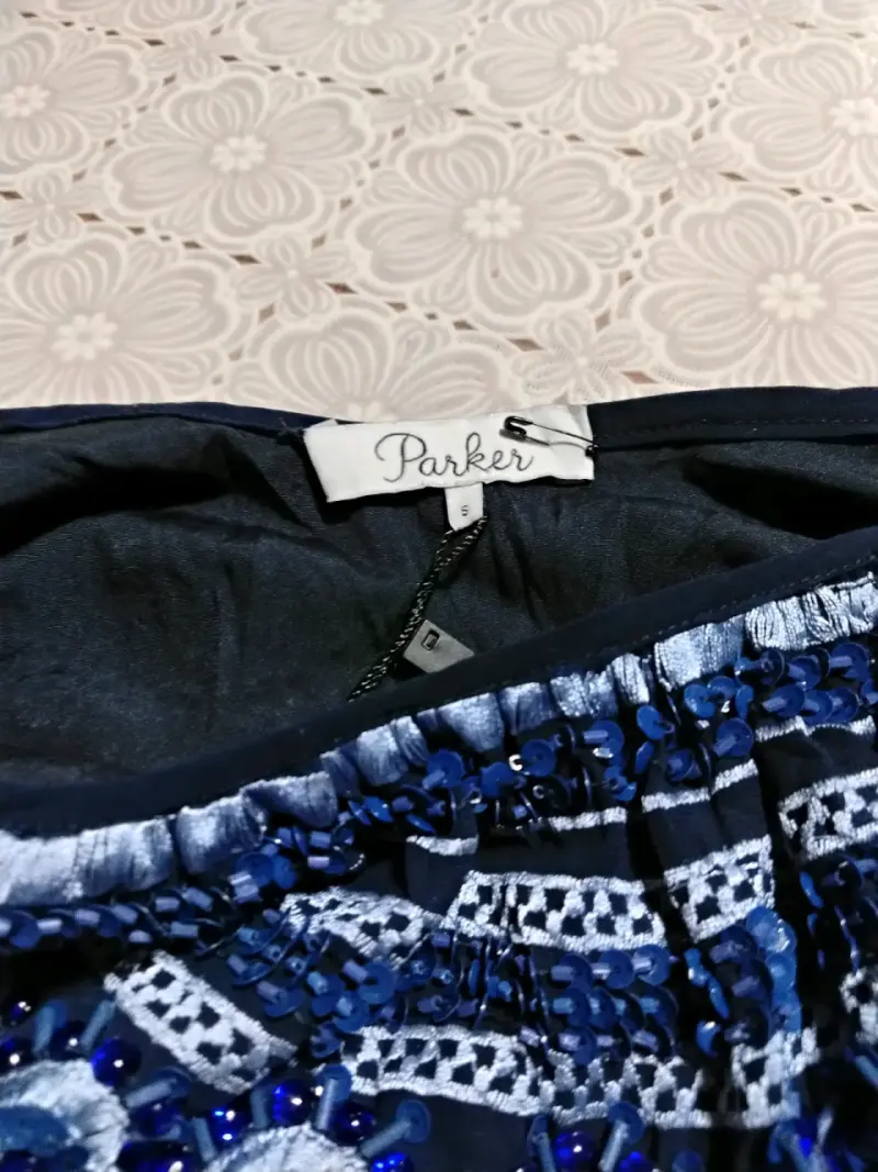 Vestido Parker Woodstock azul con hombros descubiertos - 4