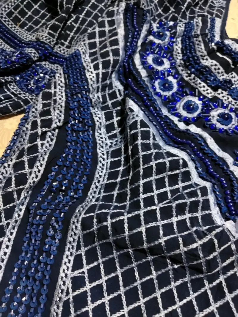 Vestido Parker Woodstock azul con hombros descubiertos - 6