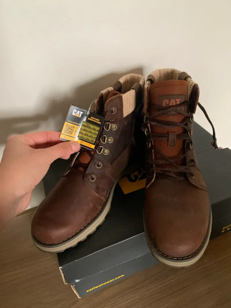 Botas de cuero marrón CAT para hombre - 2