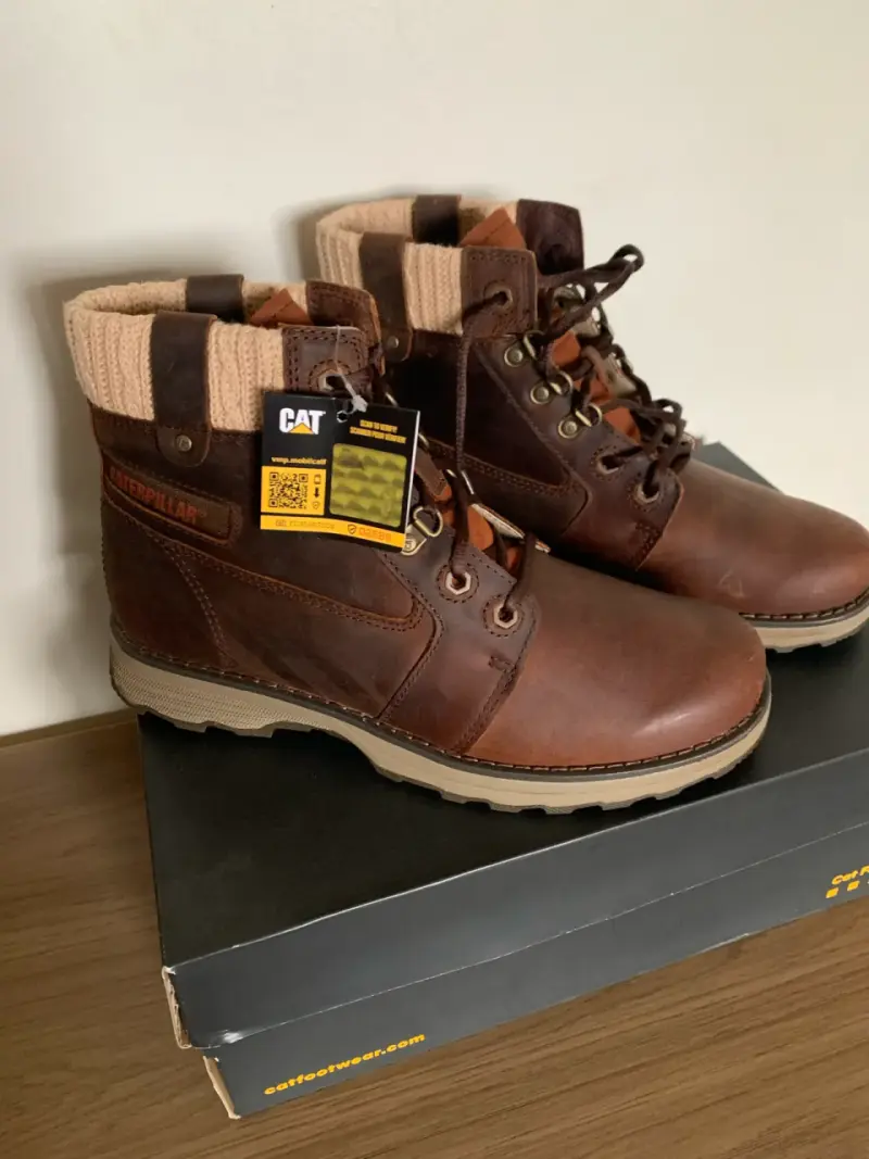 Botas de cuero marrón CAT para hombre - 3