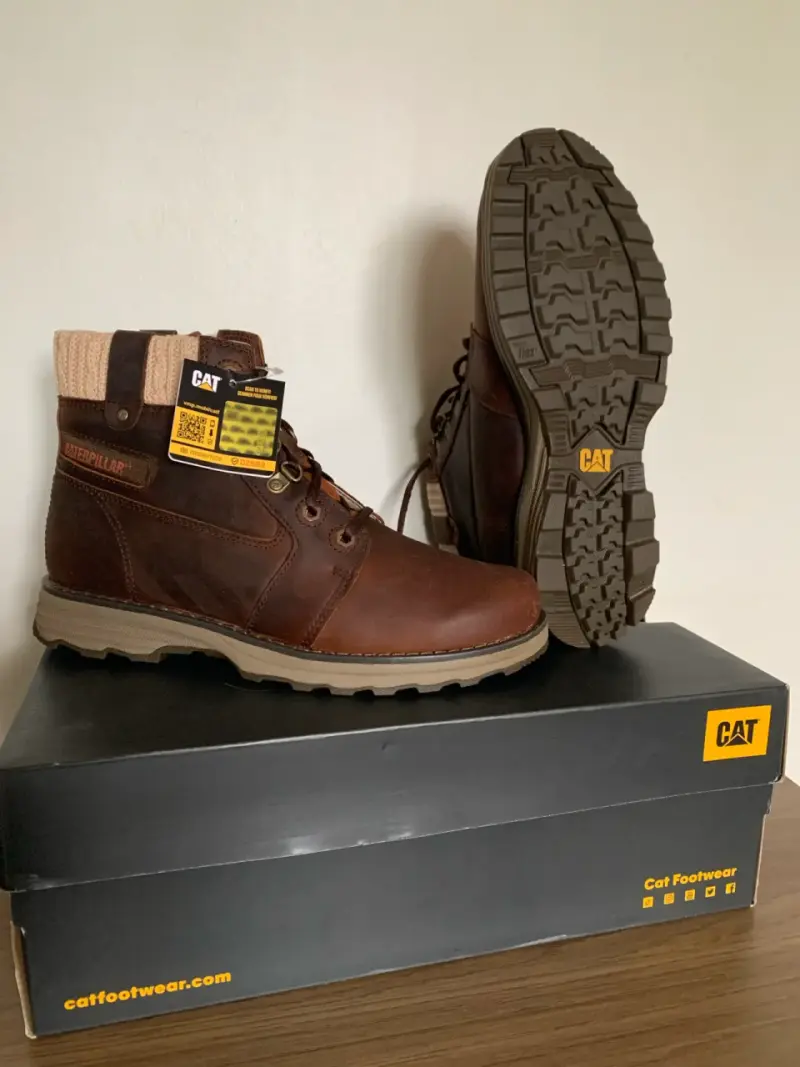 Botas de cuero marrón CAT para hombre - 4