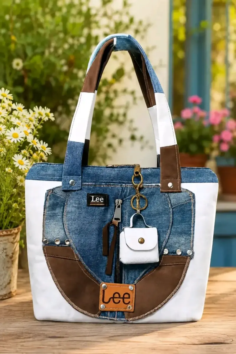 Cartera de mezclilla estilo artesanal - 2