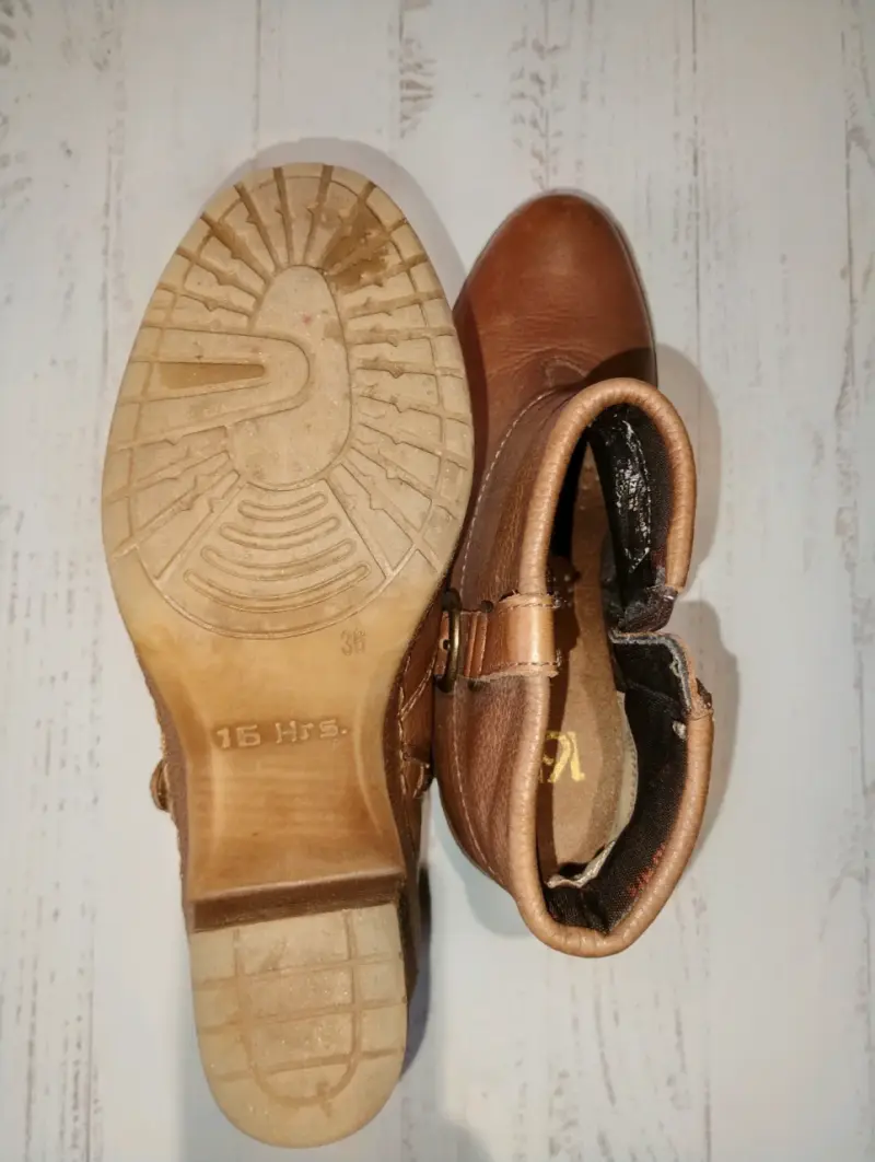 Botines de cuero marrón con tacón medio número 35 - 3