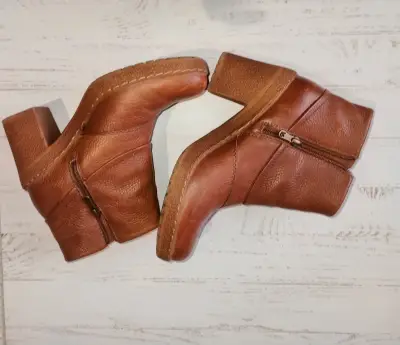 Botines de cuero marrón con tacón medio número 35 - miniatura 4