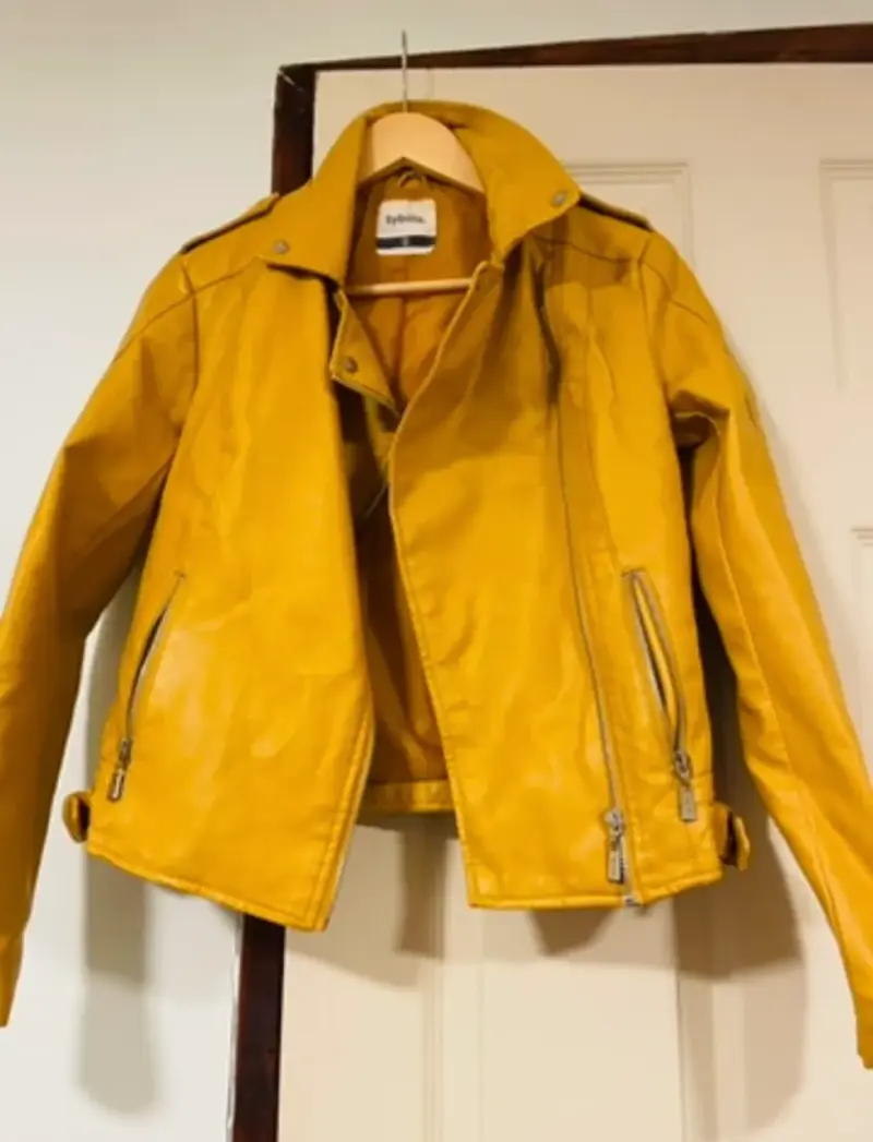 Chaqueta de ecocuero sintético marrón estilo biker - 2