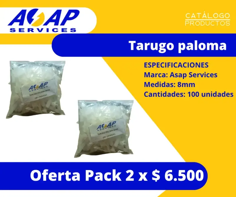 Pack 2 Bolsas Tarugo Paloma 8mm (200 unidades)