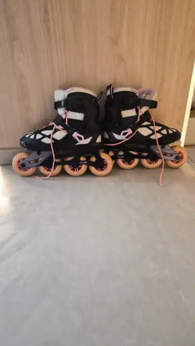 Patines playlife en línea negros con rosados - miniatura 2