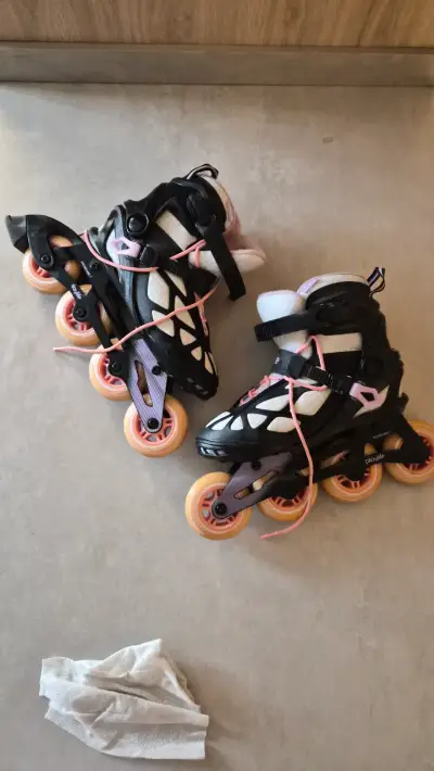 Patines playlife en línea negros con rosados - miniatura 1