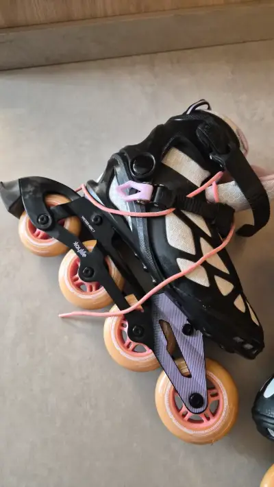 Patines playlife en línea negros con rosados - miniatura 3