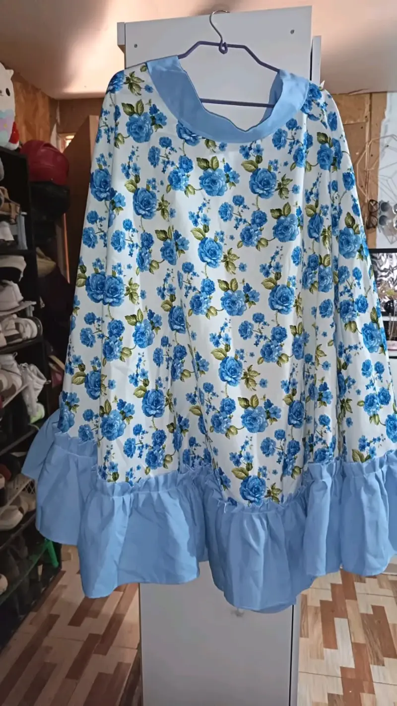 Vestido floral blanco y azul chacarera - 2