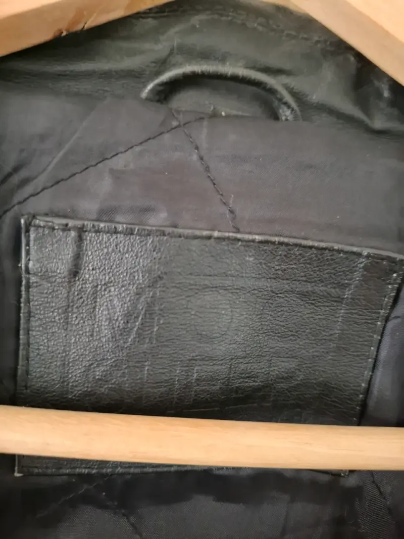 Chaqueta de cuero negra para hombre XL - 2