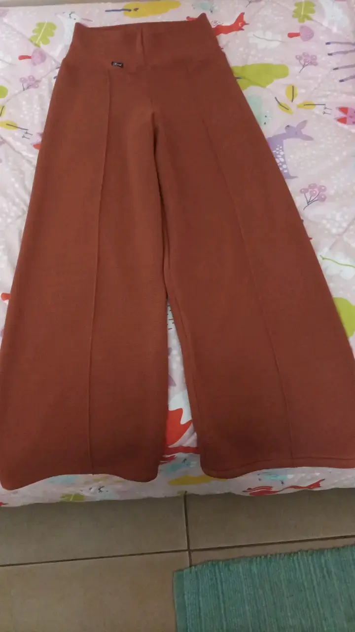 Pantalones anchos color terracota para mujer - 1