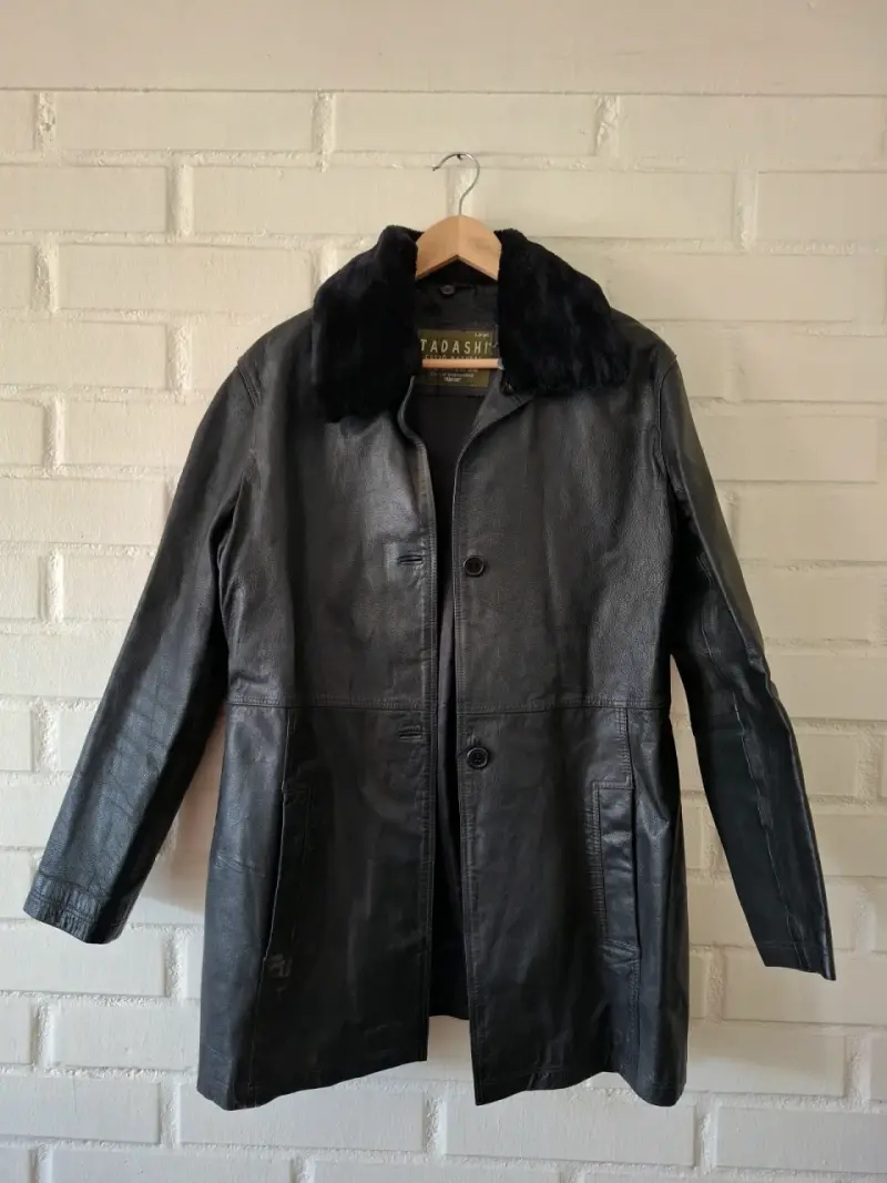 Abrigo de cuero natural talla L - 1