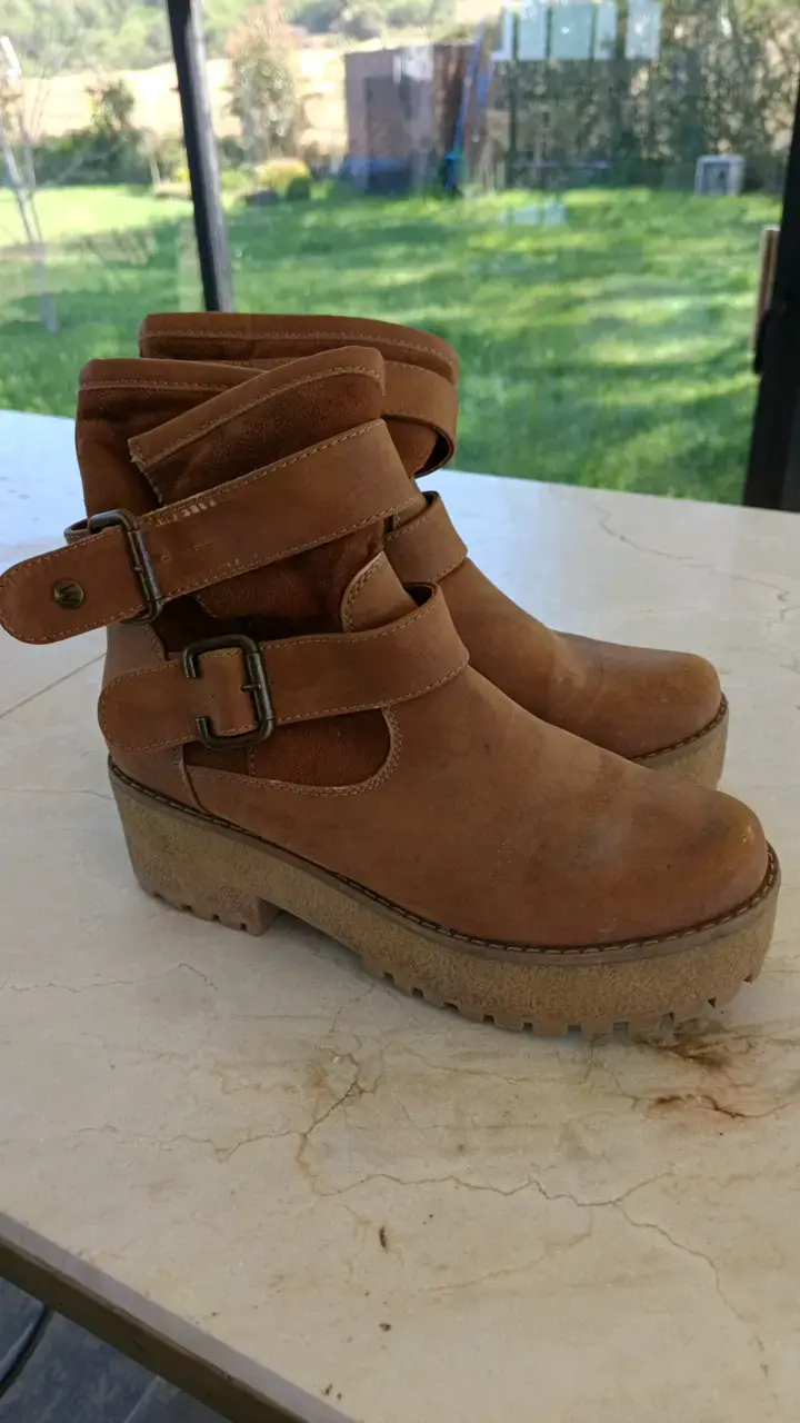 Botines de cuero marrón con plataforma - 3