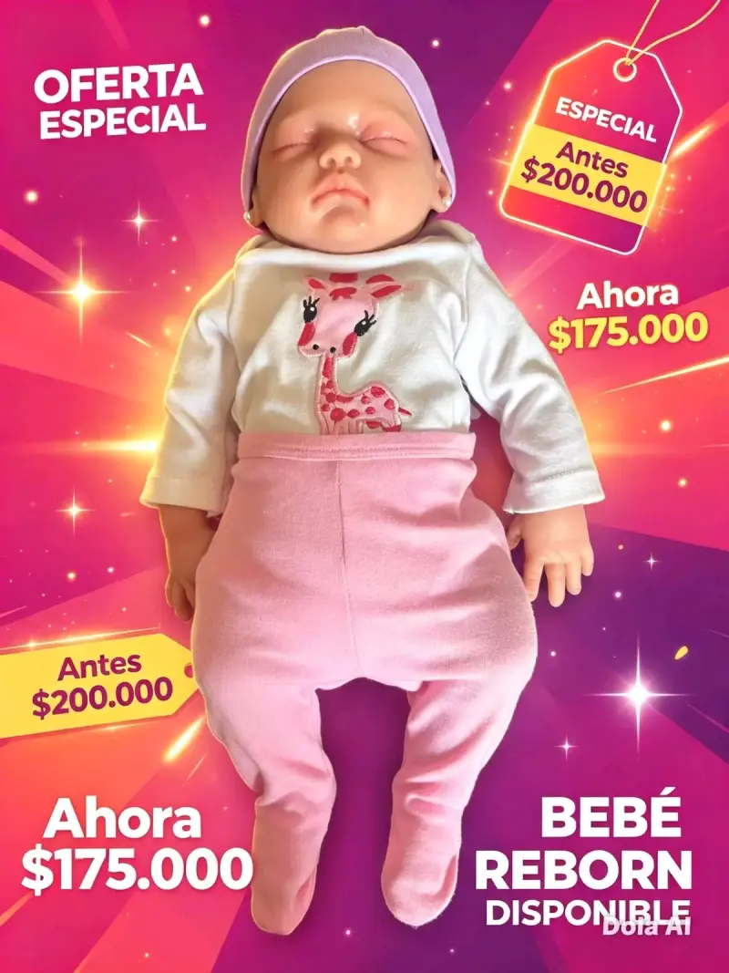 Muñeca bebé reborn con ropa rosada - 2