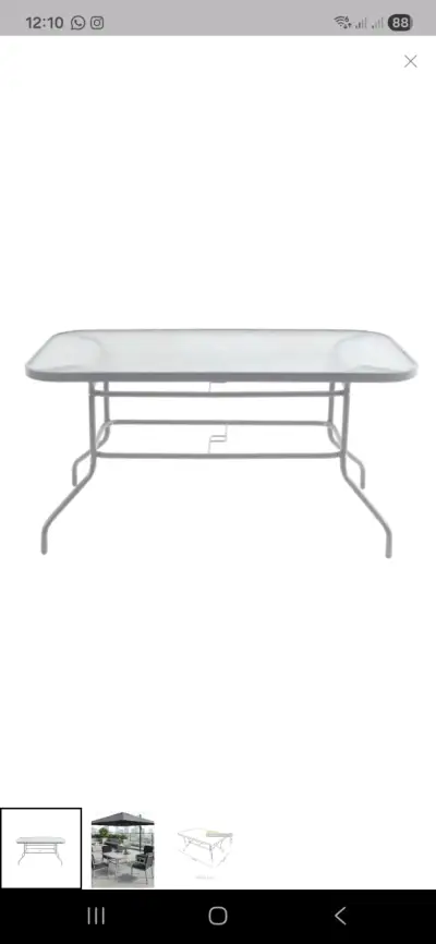 Mesa de jardín de vidrio y metal - miniatura 1