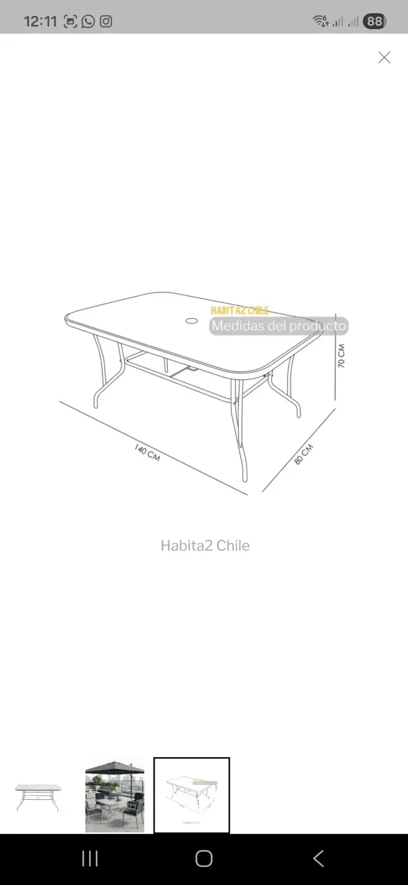 Mesa de jardín de vidrio y metal - 2