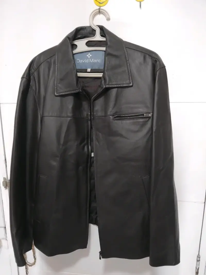Chaqueta de cuero negra David Marc para hombre