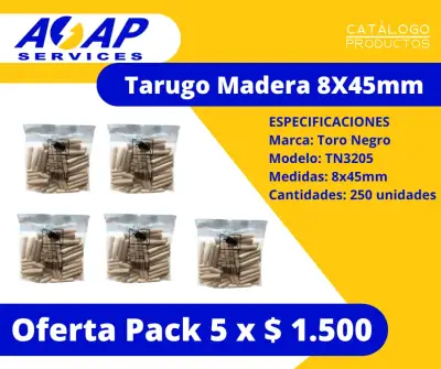 Pack 5 Bolsas Tarugo Madera 8x45mm (250un) - miniatura 1