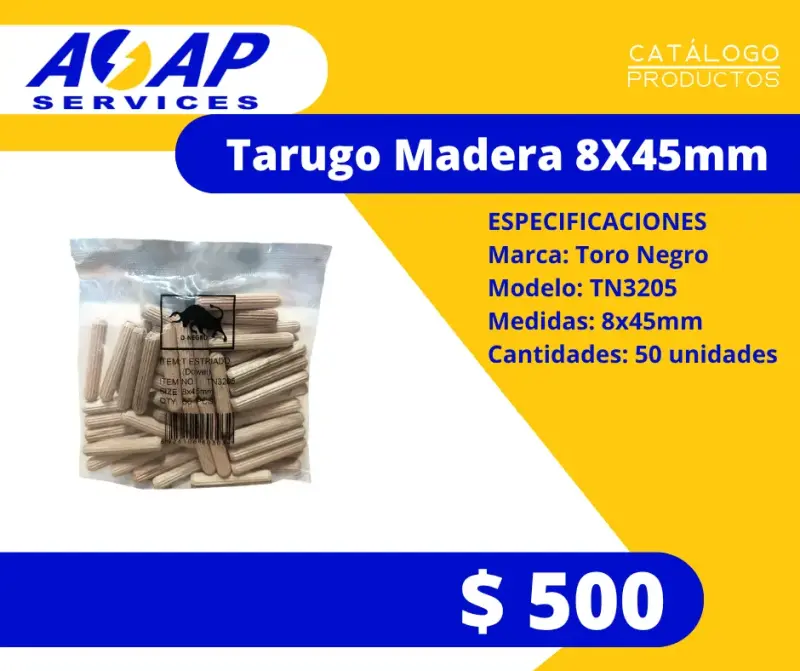 Bolsa Tarugo Madera 8x45mm (50un)