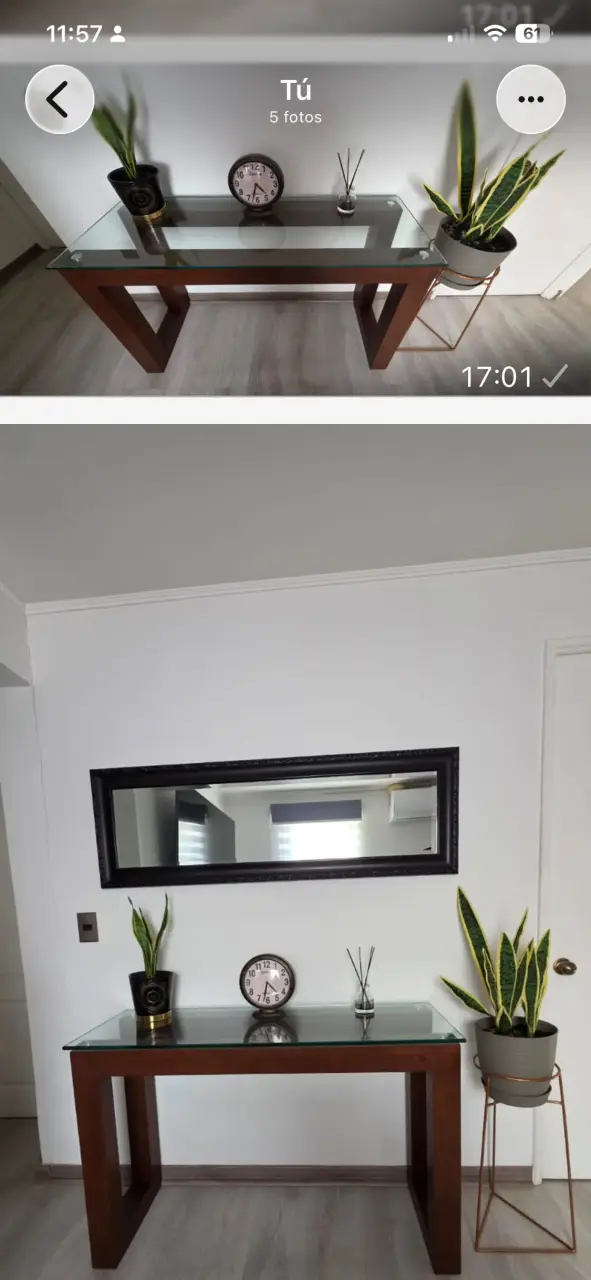 Mesa de vidrio y madera para sala de estar
