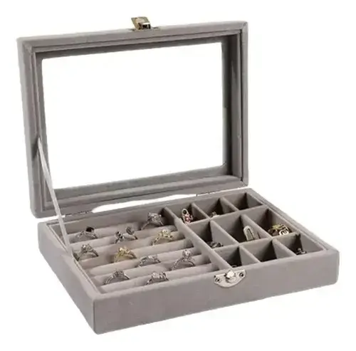 Caja organizadora de joyas con tapa transparente - 1